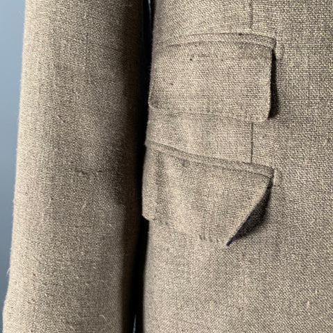 SID MASHBURN Size 44 Brown Textured Silk Linen Cotton Sport Coat