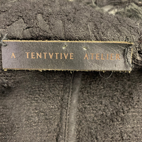 A TENTATIVE ATELIER Size 38 Black Textured Wool Blend Raw Edge Jacket
