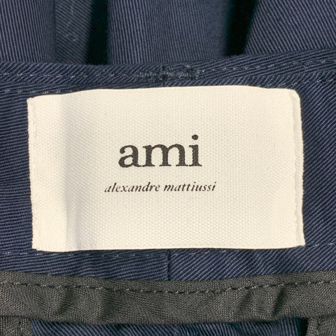 AMI by ALEXANDRE MATTIUSSI Size XL Navy Twill Cotton Flat Front Casual Pants