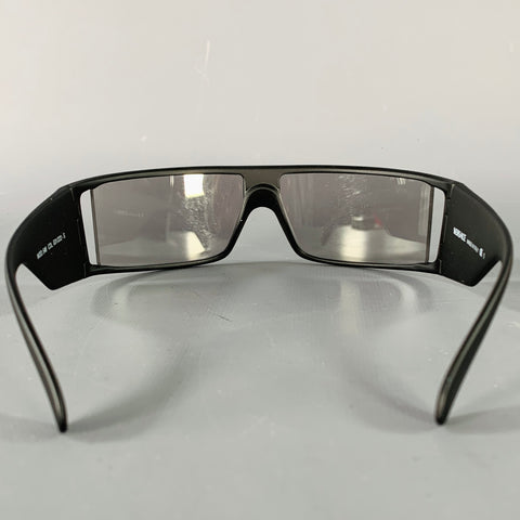 VERSACE Black Acetate Wrap Around Rectangle Sunglasses