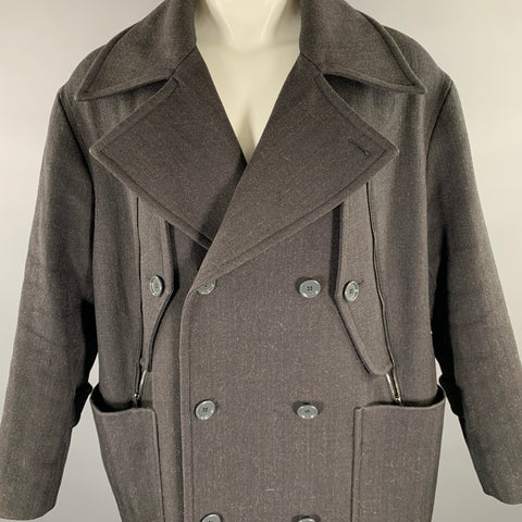 GOLDEN GOOSE Size S Black Herringbone Wool Mohair Peacoat Coat