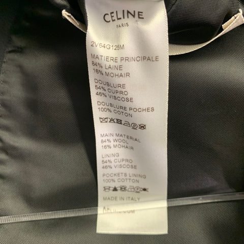CELINE Size 40 Black Sequined Wool Mohair Shawl Collar Sport Coat