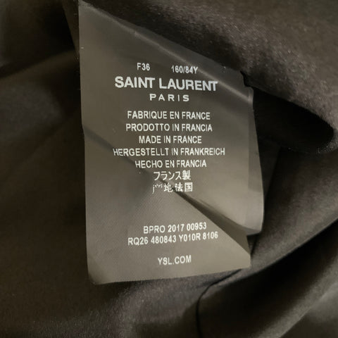 SAINT LAURENT Size 4 Silver Silk Metallic Shift Dress