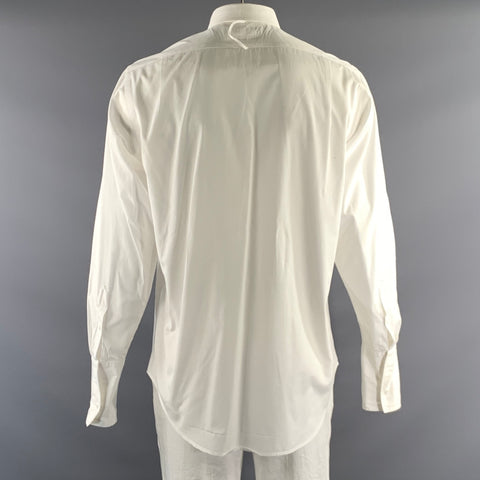 RALPH LAUREN Size XL White Solid Cotton Tuxedo Long Sleeve Shirt
