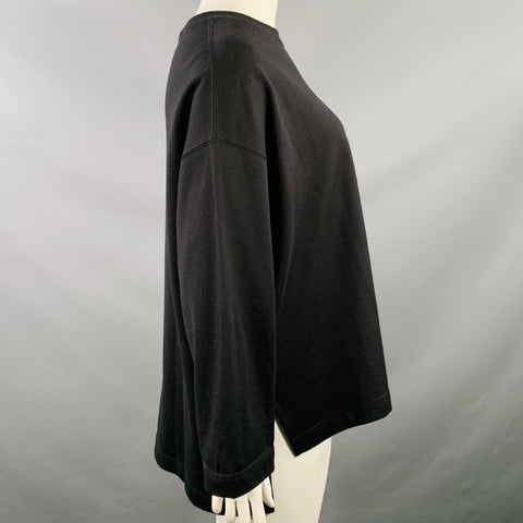 COGTHEBIGSMOKE One Size Black Cotton Oversized Crew Neck Sweatshirt Casual Top