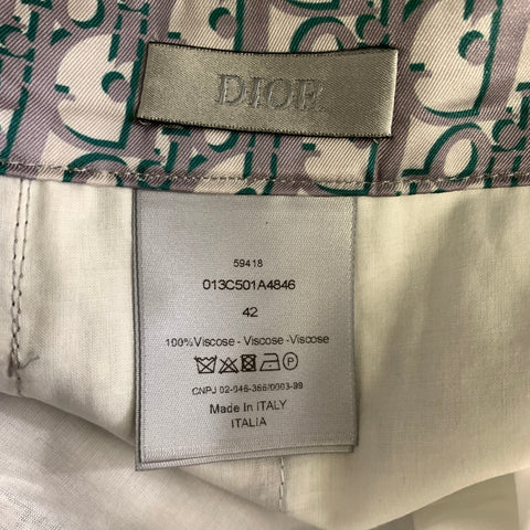 DIOR HOMME Size L Grey Green Monogram Viscose Short Sleeve Tracksuits & Sets