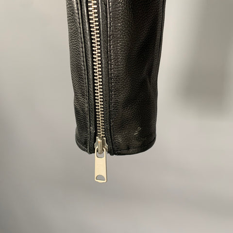 SCOTCH AND SODA Chest Size M Black Crackled Leather Moto Racer Jacket