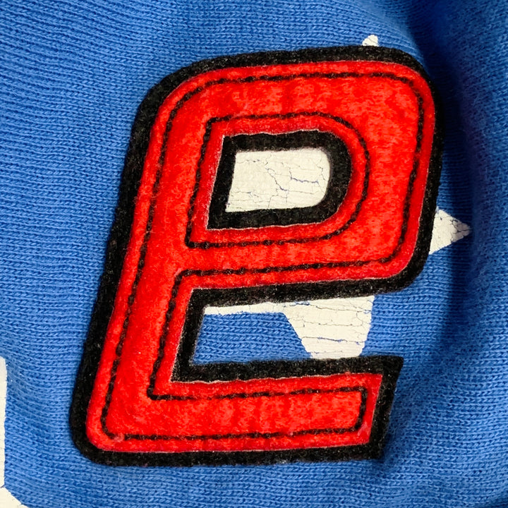 ERL Size XS Red White Blue Flag Cotton Cracked Effect Hooded Sweatshirt