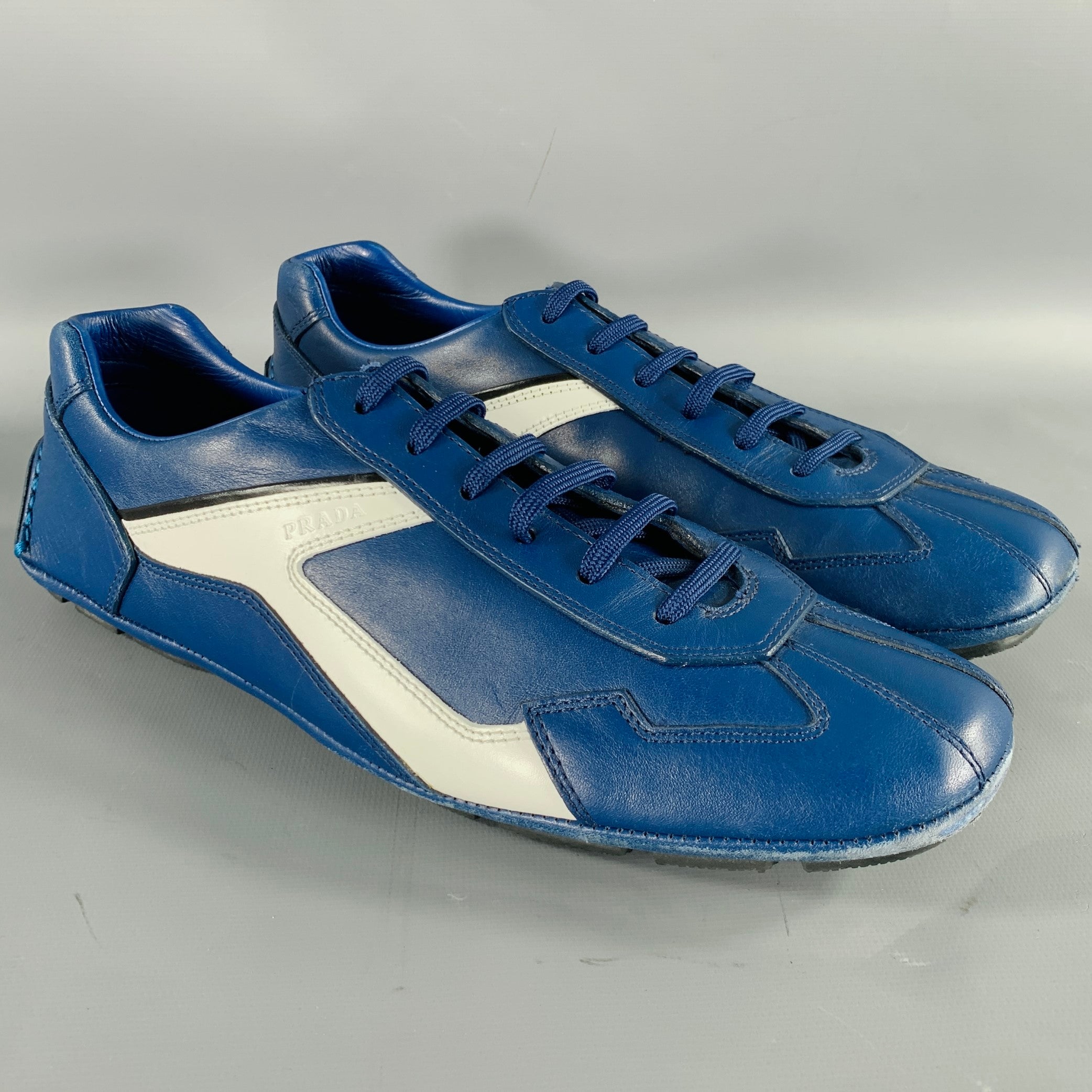 PRADA スニーカー 青　UK 7.5 PRADA Size 7.5 -Monte Carlo- Blue White Color Block Sneakers – Sui