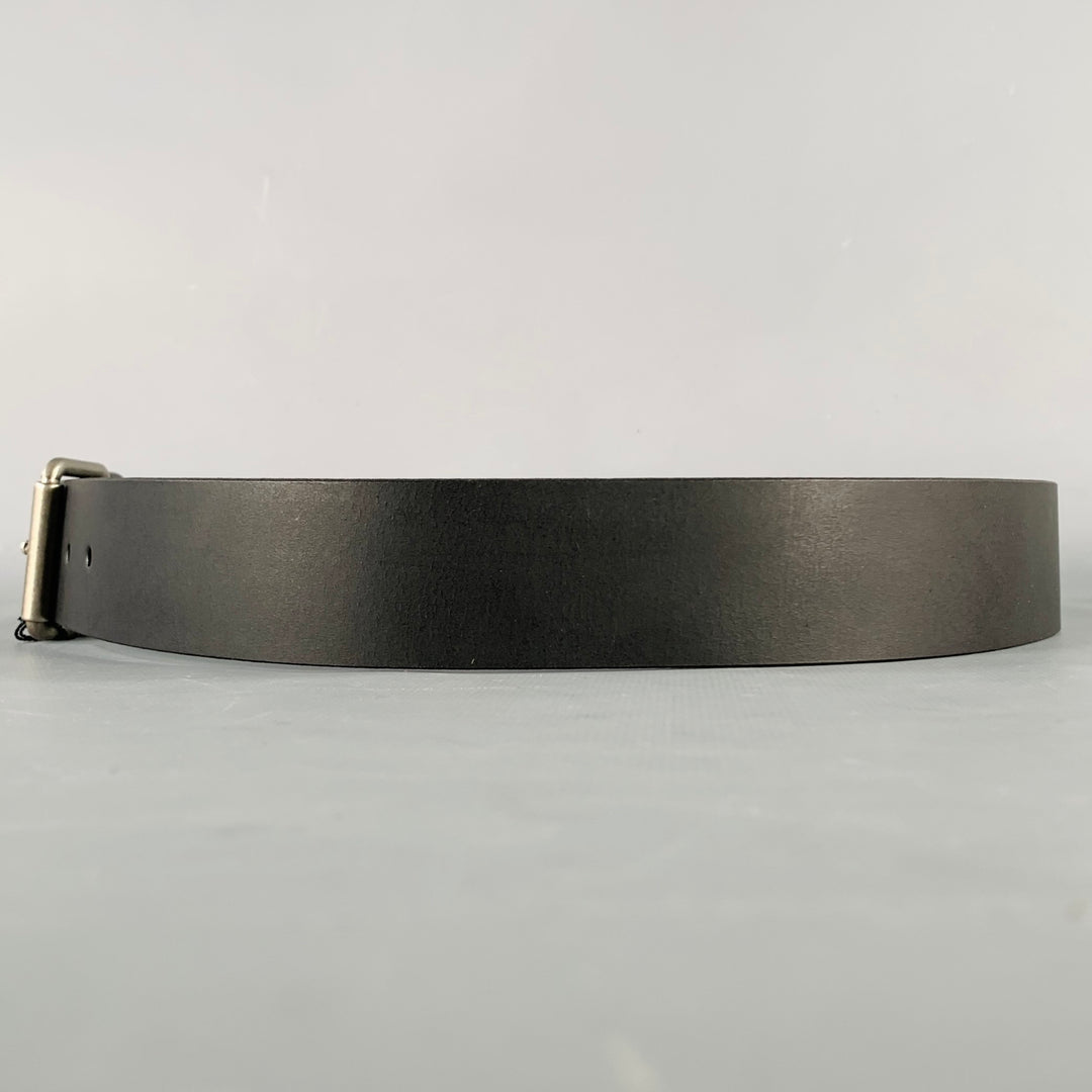 SHINOLA Size 34 Black Silver Leather Belt