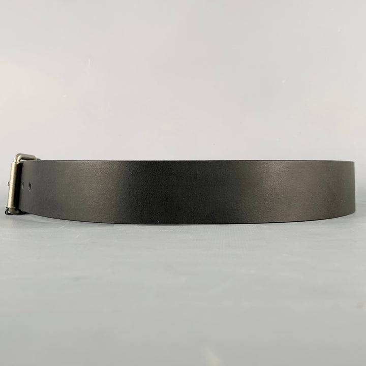SHINOLA Size 34 Black Silver Leather Belt