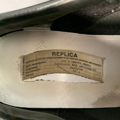 MAISON MARGIELA Size 10 Black Leather Suede Low Top Sneakers