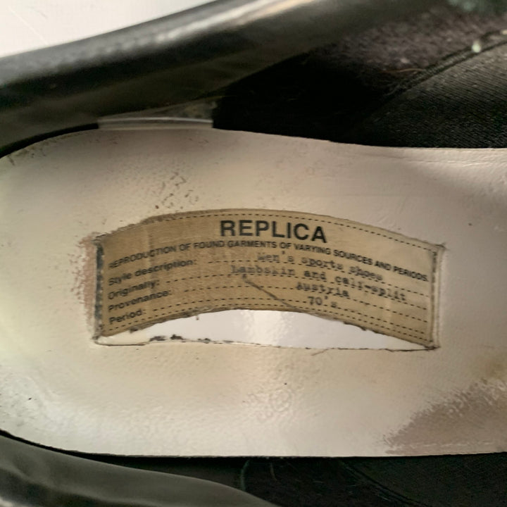 MAISON MARGIELA Size 10 Black Leather Suede Low Top Sneakers