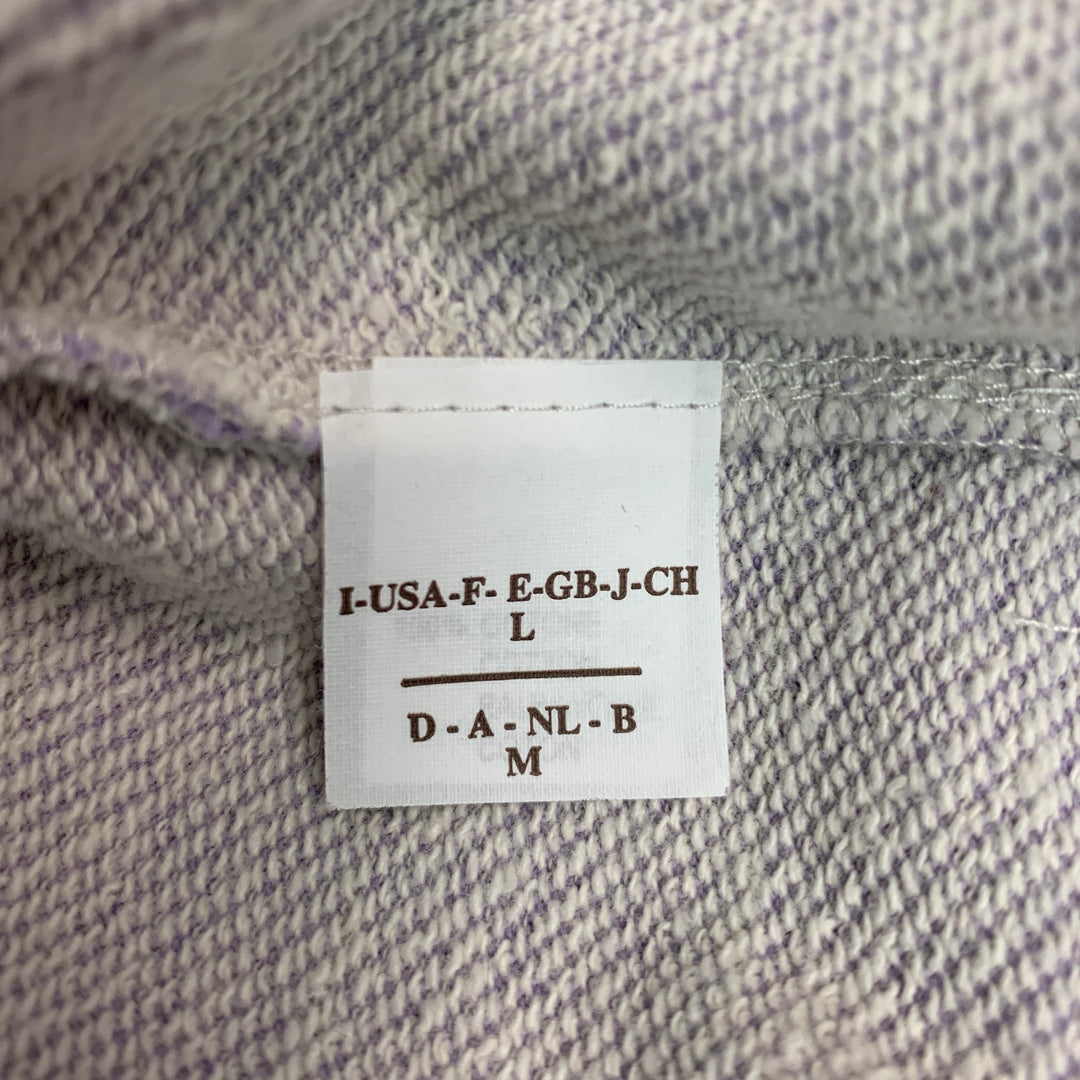 BRUNELLO CUCINELLI Size L Lavender Grey Stripe Cotton Crew Neck Sweatshirt