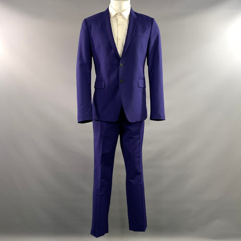 PAUL SMITH Chest Size 40 Regular Blue Royal Blue Wool  Mohair Notch Lapel Suit