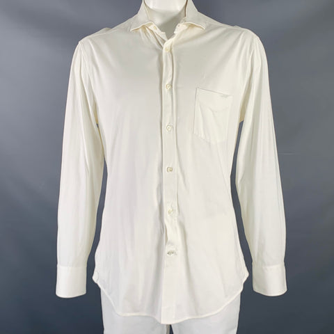 BRUNELLO CUCINELLI Size XL White Cotton Button Up Long Sleeve Shirt