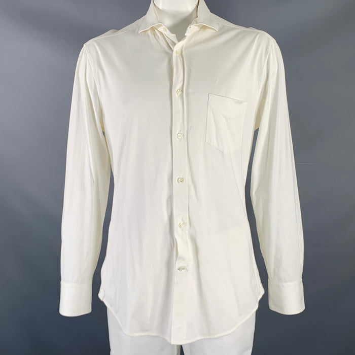 BRUNELLO CUCINELLI Size XL White Cotton Button Up Long Sleeve Shirt