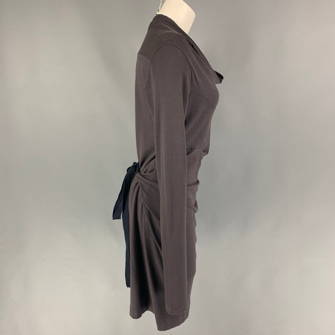 BRUNELLO CUCINELLI Size 6 Taupe Navy Long Sleeve Dress