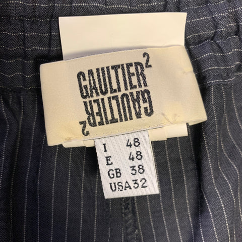 JEAN PAUL GAULTIER Size 32 Navy White Pinstripe Relaxed Fit Casual Pants