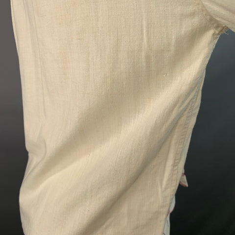 BODE Size S/M Cream Floral Embroidery Linen Two Pockets Long Sleeve Shirt