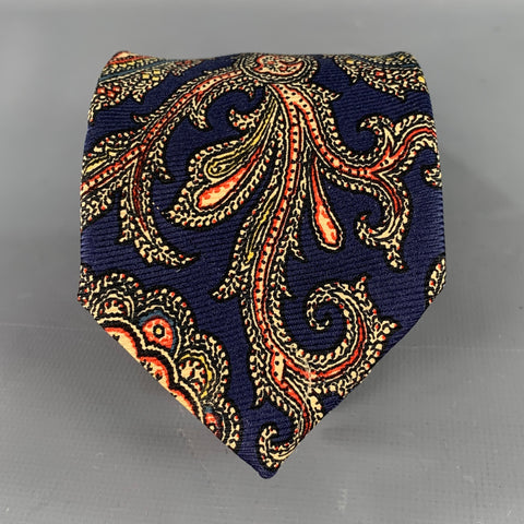 POLO by RALPH LAUREN Navy Yellow Paisley Silk Tie