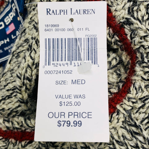 RALPH LAUREN Size M Beige Black Knitted Wool Nylon Crew Neck Sweater
