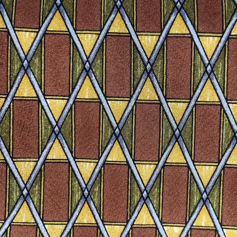 VALENTINO Brown Olive Rectangles Silk Tie
