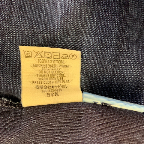 KAPITAL Size M Indigo Yellow Happy Face Cotton Open Front Jacket
