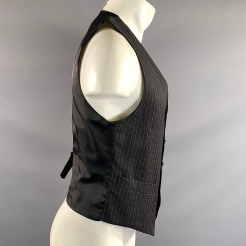DOLCE & GABBANA Size S Grey Pinstripe  Button Up Vest
