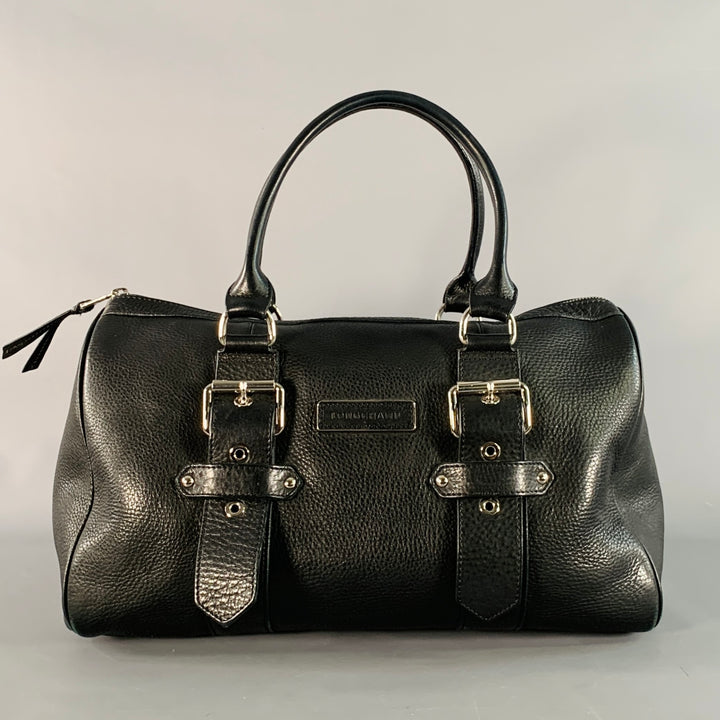 LONGCHAMP x KATE MOSS Black Silver Leather Top Handles Handbag