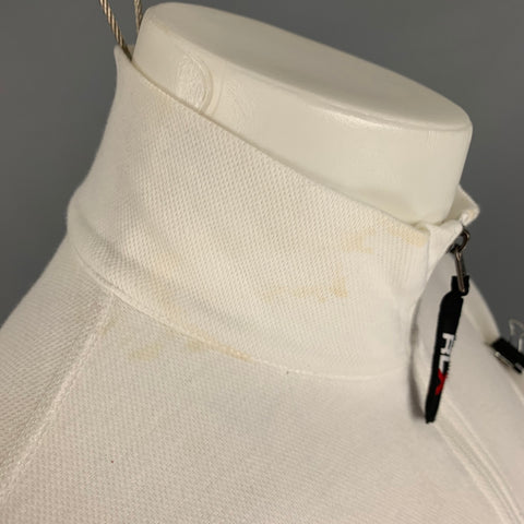 RLX by RALPH LAUREN Talla S Jersey blanco liso de poliéster y algodón con media cremallera