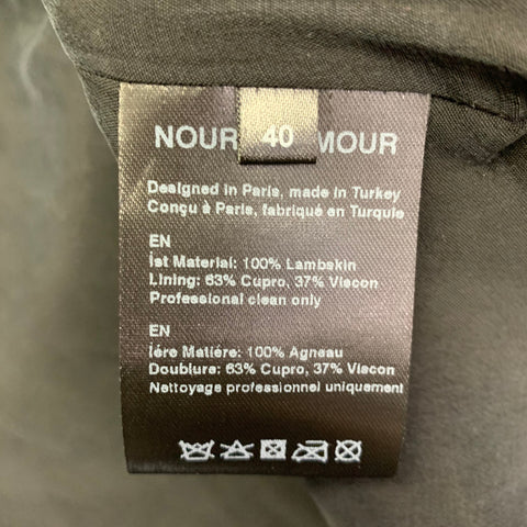 NOUR HAMMOUR Size M Brown Lambskin Leather Oversized Zip Up Jacket