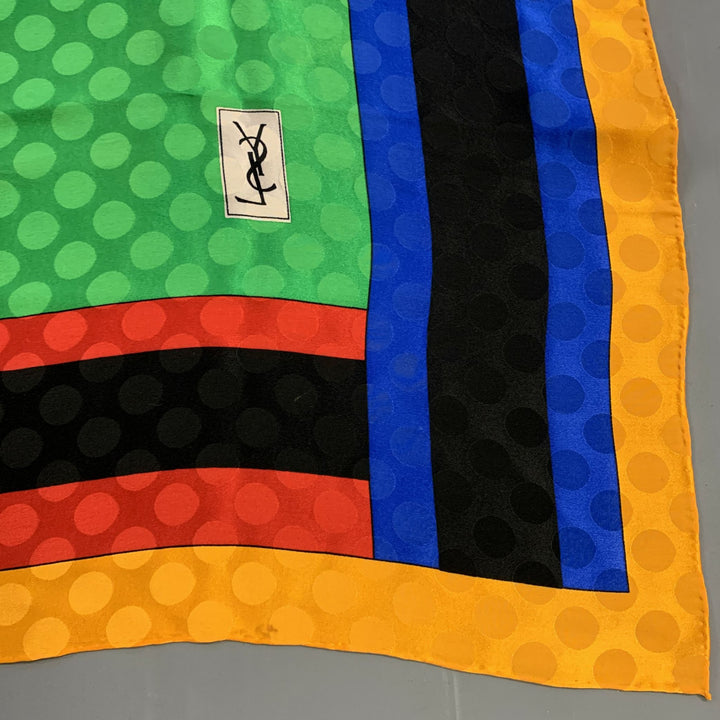 YVES SAINT LAURENT Multi-Color Mixed Pattern Scarves