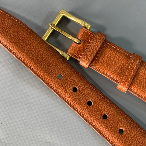 JOHN LOBB Size 37 Brown Gold Pebble Grain Leather Belt