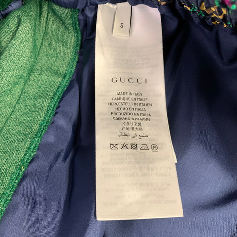 GUCCI 2019 Size S Green Blue Monogram Silk Joggers Casual Pants