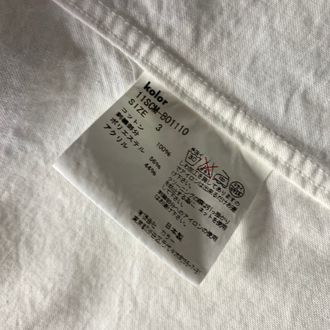 KOLOR Size L White Silver Zari Cotton Button Down Short Sleeve Shirt