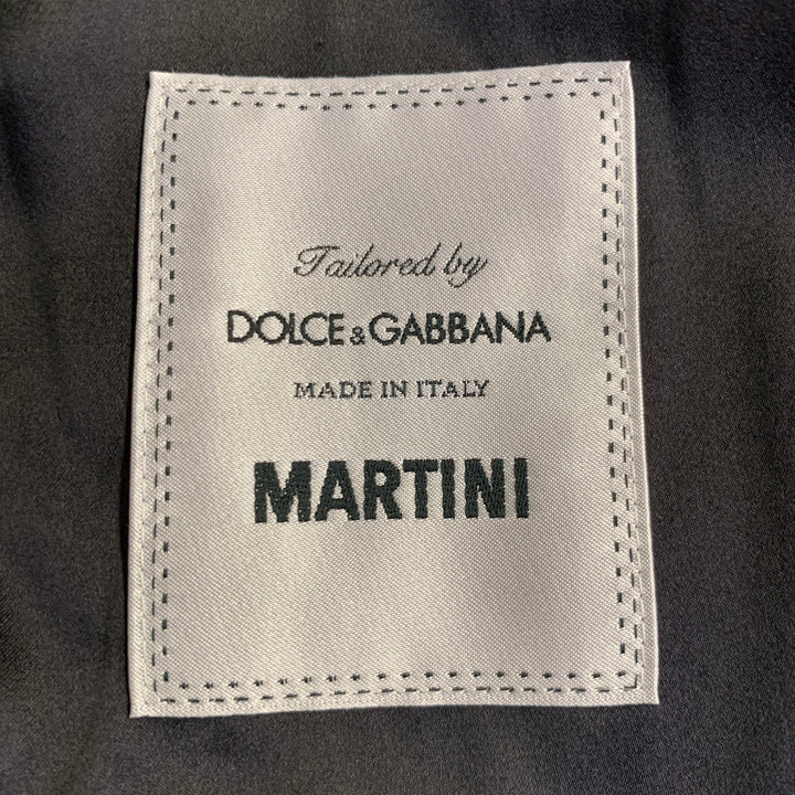DOLCE & GABBANA MARTINI Size 38 Black Beige Jacquard Polyester Blend Shawl Lapel Suit