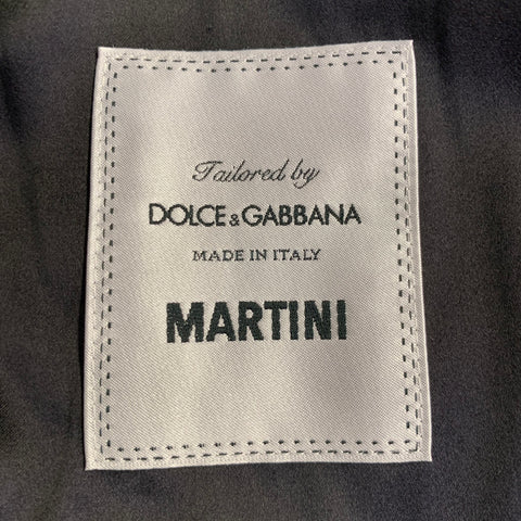 DOLCE & GABBANA MARTINI Size 38 Black Beige Jacquard Polyester Blend Shawl Lapel Suit