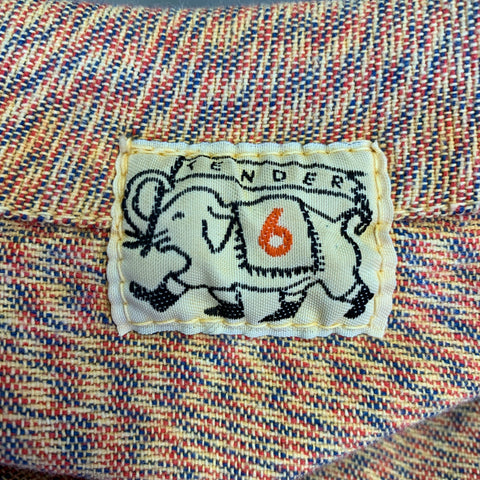 TENDER CO. Size XL Orange Navy Yellow Zig Zag Cotton Long Sleeve Shirt