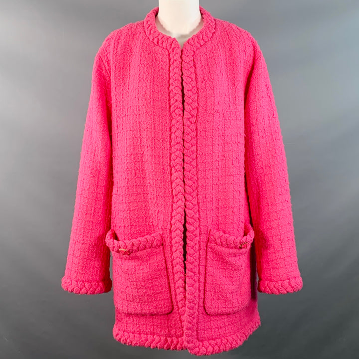 VALENTINO 2021 Size S Pink Wool Silk Tweed Oversized Jacket