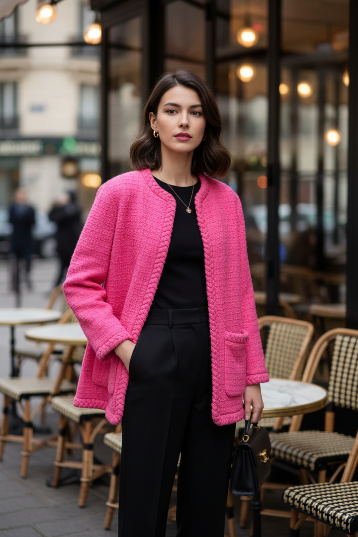 VALENTINO 2021 Size S Pink Wool Silk Tweed Oversized Jacket