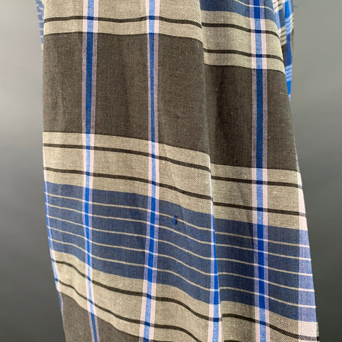 NICHOLAS DALEY Taille M Chemise Veste Coton Carreaux Bleu Marron Liens Côtés