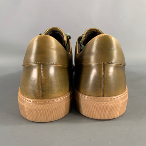 KLEIN EPSTEIN & PARKER Size 11 Green Olive Shimmery Patent Leather Sneakers