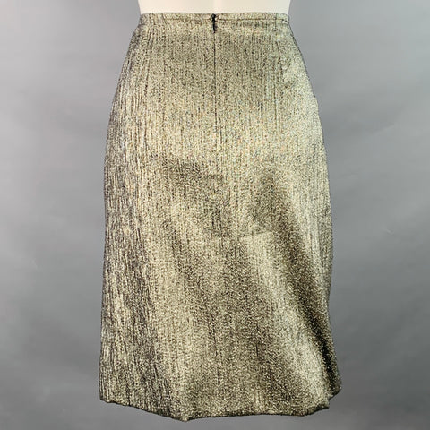 DRIES VAN NOTEN Size 4 Black Silver Silk Blend Pleated Below Knee Skirt