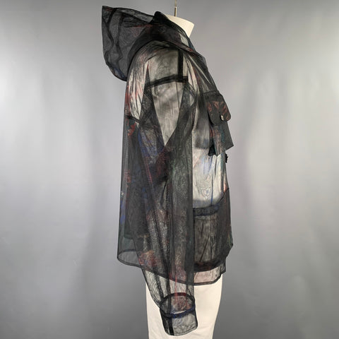 ANDERSSON BELL Size L Black Floral Zip Up & Hood Jacket