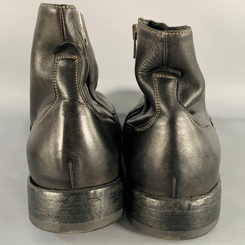 CALZOLERIA HARRIS Size 10 Black Leather Side Zipper Boots