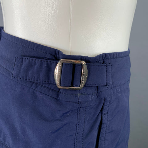 ORLEBAR BROWN Size 33 Navy Silver Polyamide Side Tabs Swim Trunks
