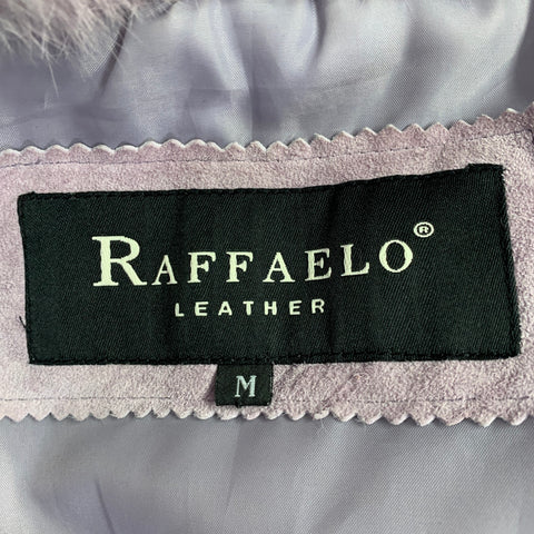 RAFFAELO Size M Purple Suede Fur Collar Eye Hook Jacket