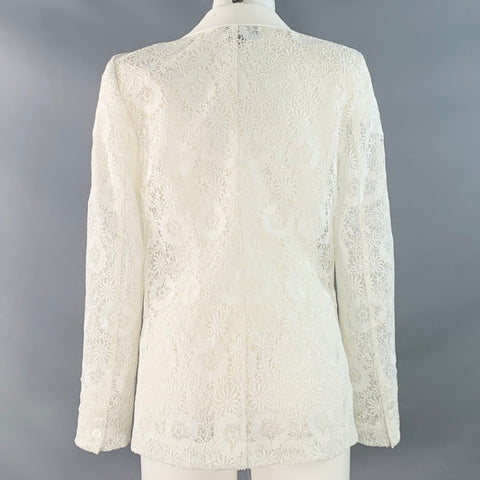 THEIA Size 6 Cream Polyester Lace Shawl Collar Jacket Blazer
