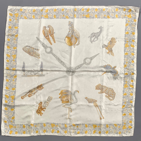 CARTIER Cream Gold Beaded Silk Scarf